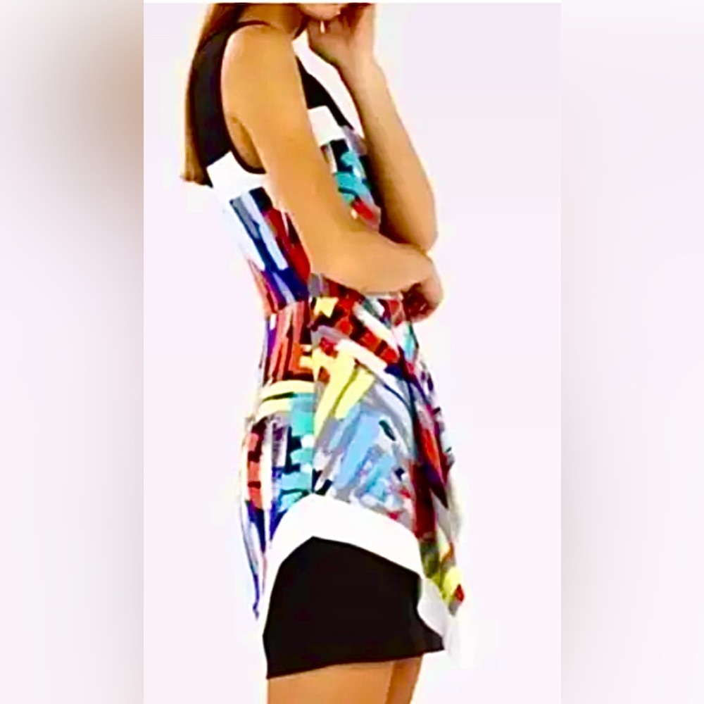 BCBGMaxAzria Sleeveless Alessandra Asymmetrical Handkerchief Peplum Mini Dress - Picture 5 of 10